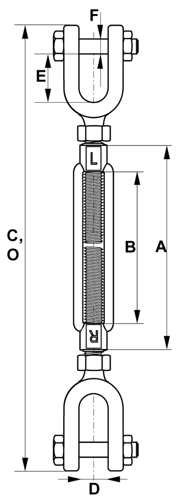 turnbuckle jaw jaw us style dimensions